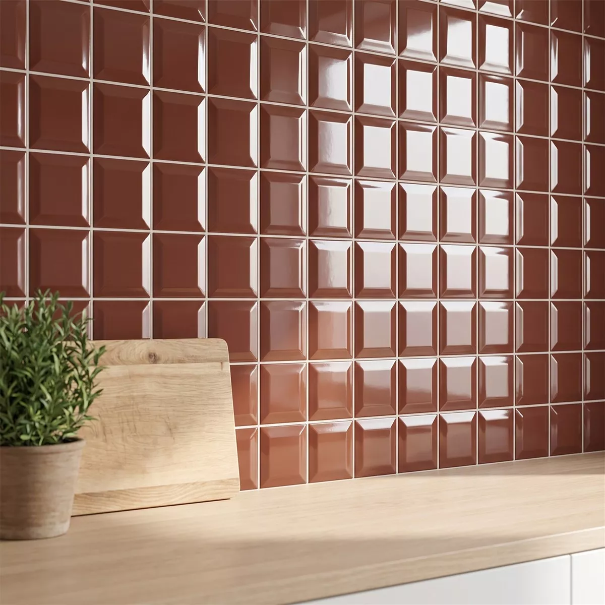 Metro pločica Smeđa Sjajne 10x10 cm Faceta Catarina Marron
