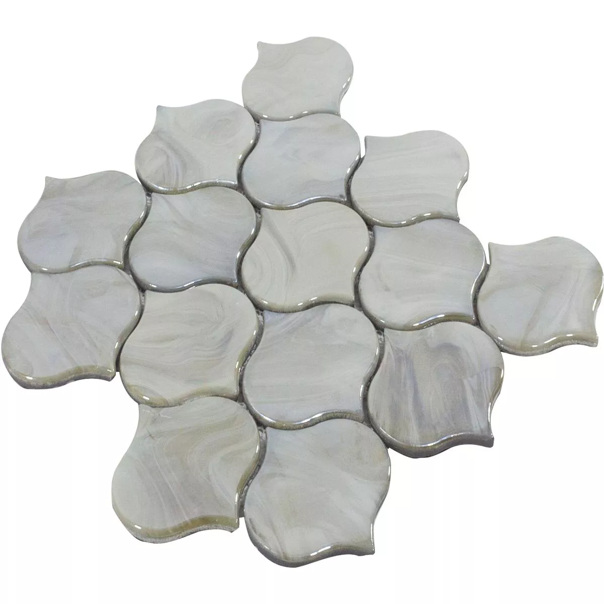 Sample Glass Mosaic Tiles Andalucia Arabesque Grey