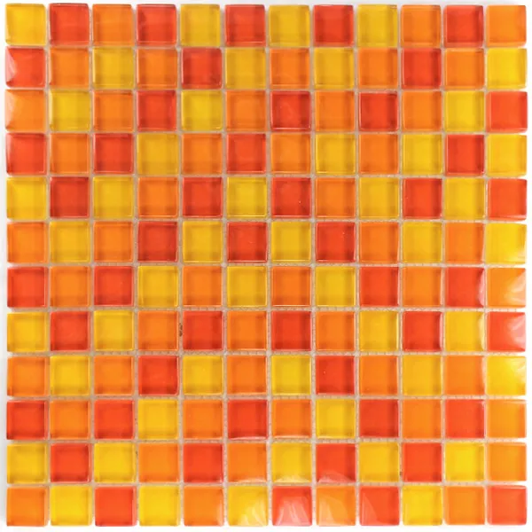Vzorek Skleněná Mozaika Dlaždice Žlutá Oranžová Červená 