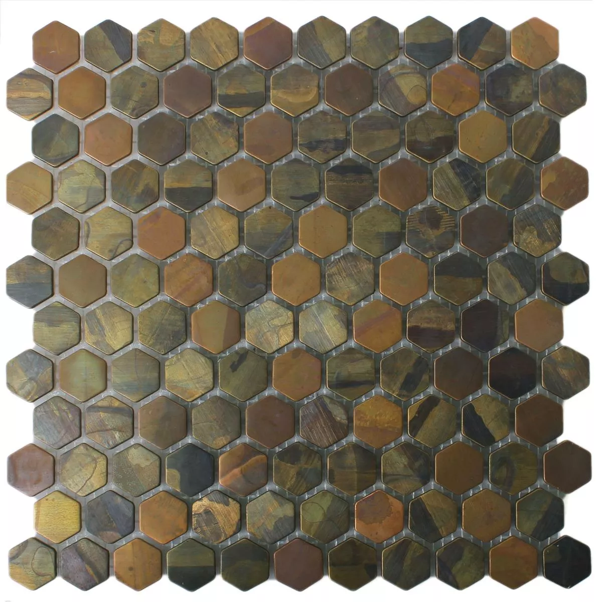 Próbka Mozaika Miedź Merkur Sześciokąt Brązowy 