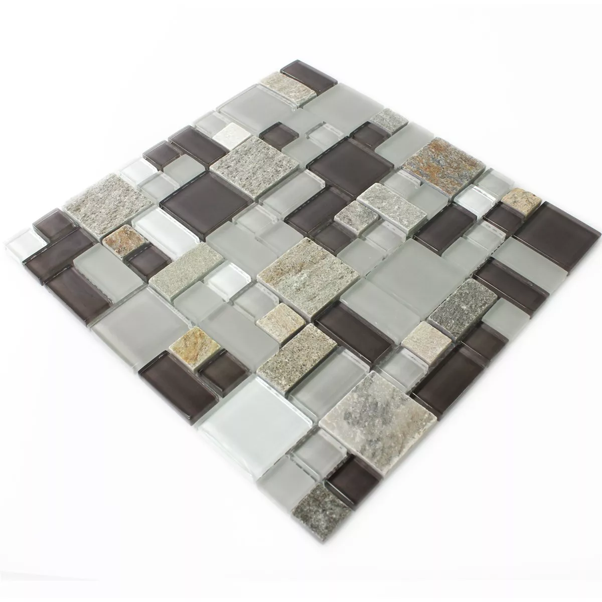 Padrão de Mosaico De Vidro Pedra Natural Cinza Marrom