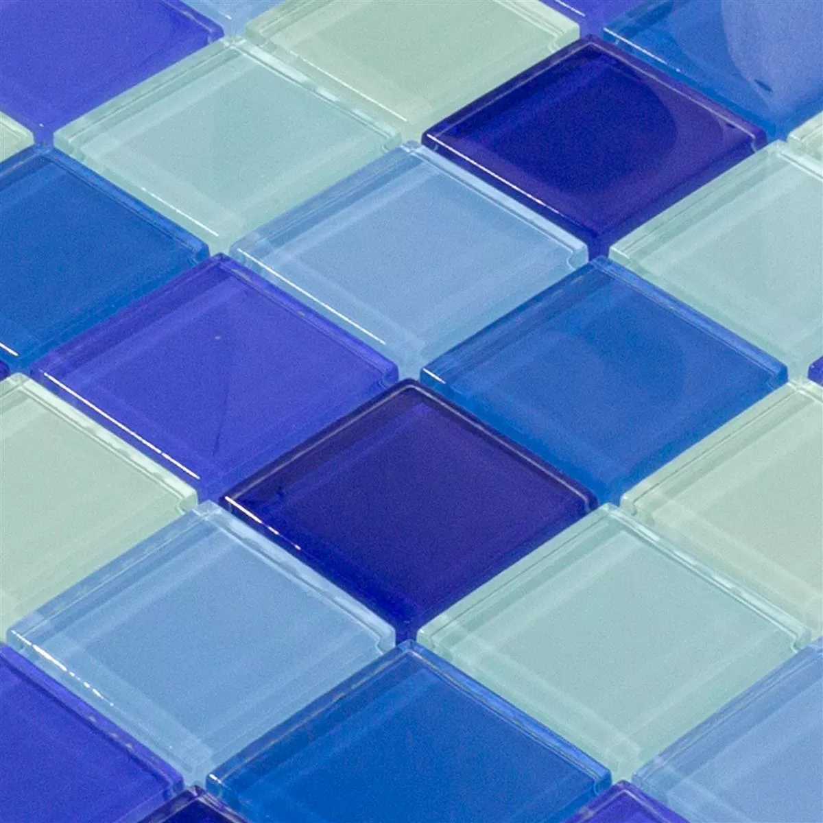 Campione Mosaico Di Vetro Piastrelle Glasgow Blu Mix