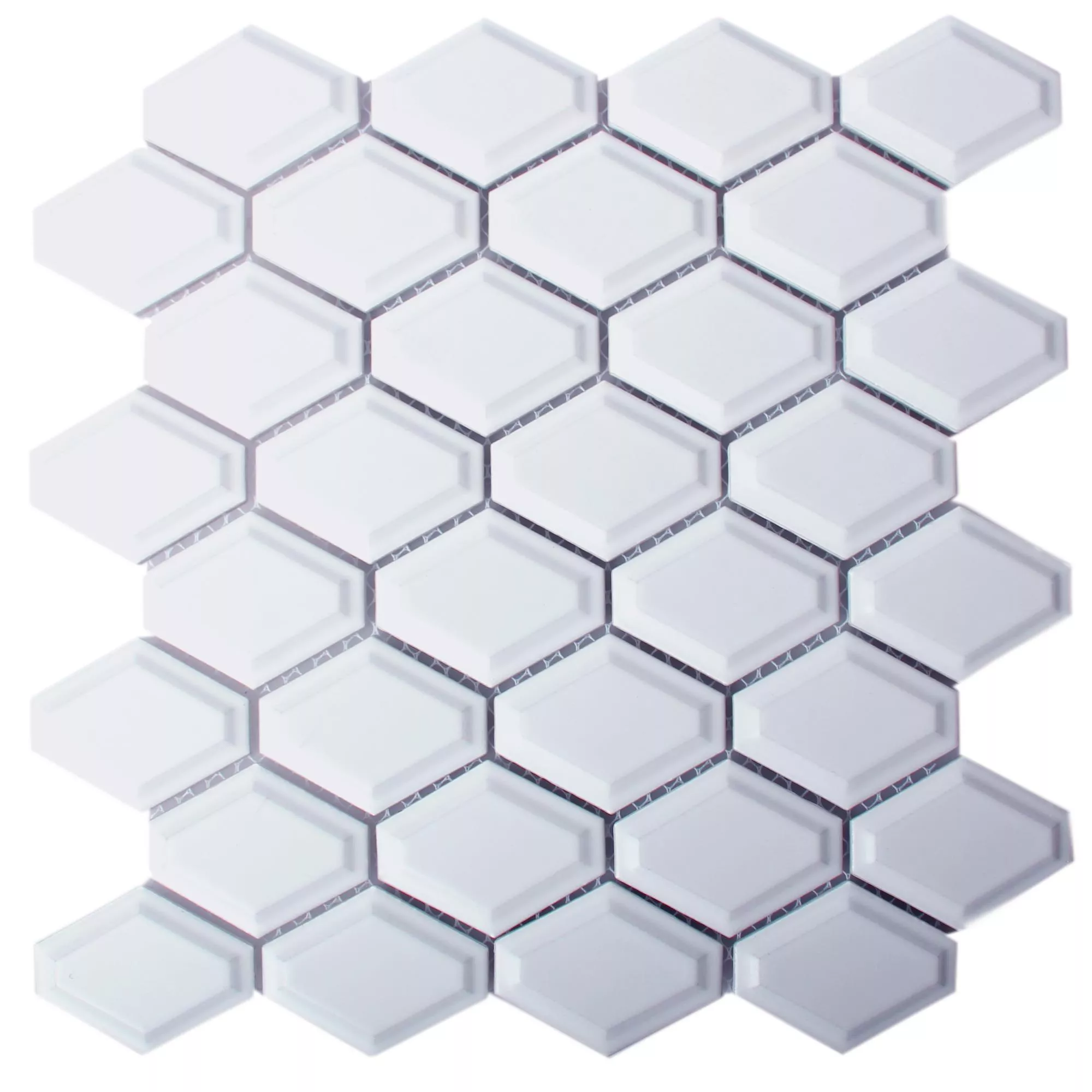 Sample Ceramic Mosaic Tiles Leandro Metro White Mat