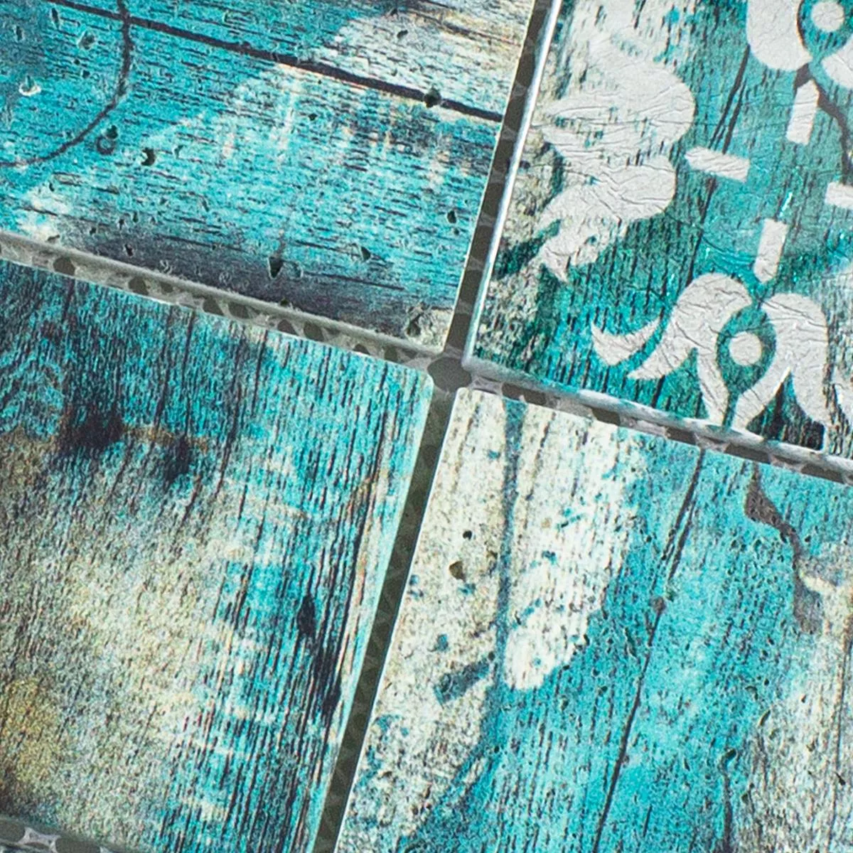 Próbka Mozaiki Szklana Płytki Wygląd Drewna Howland Beżowy Zielony Q48