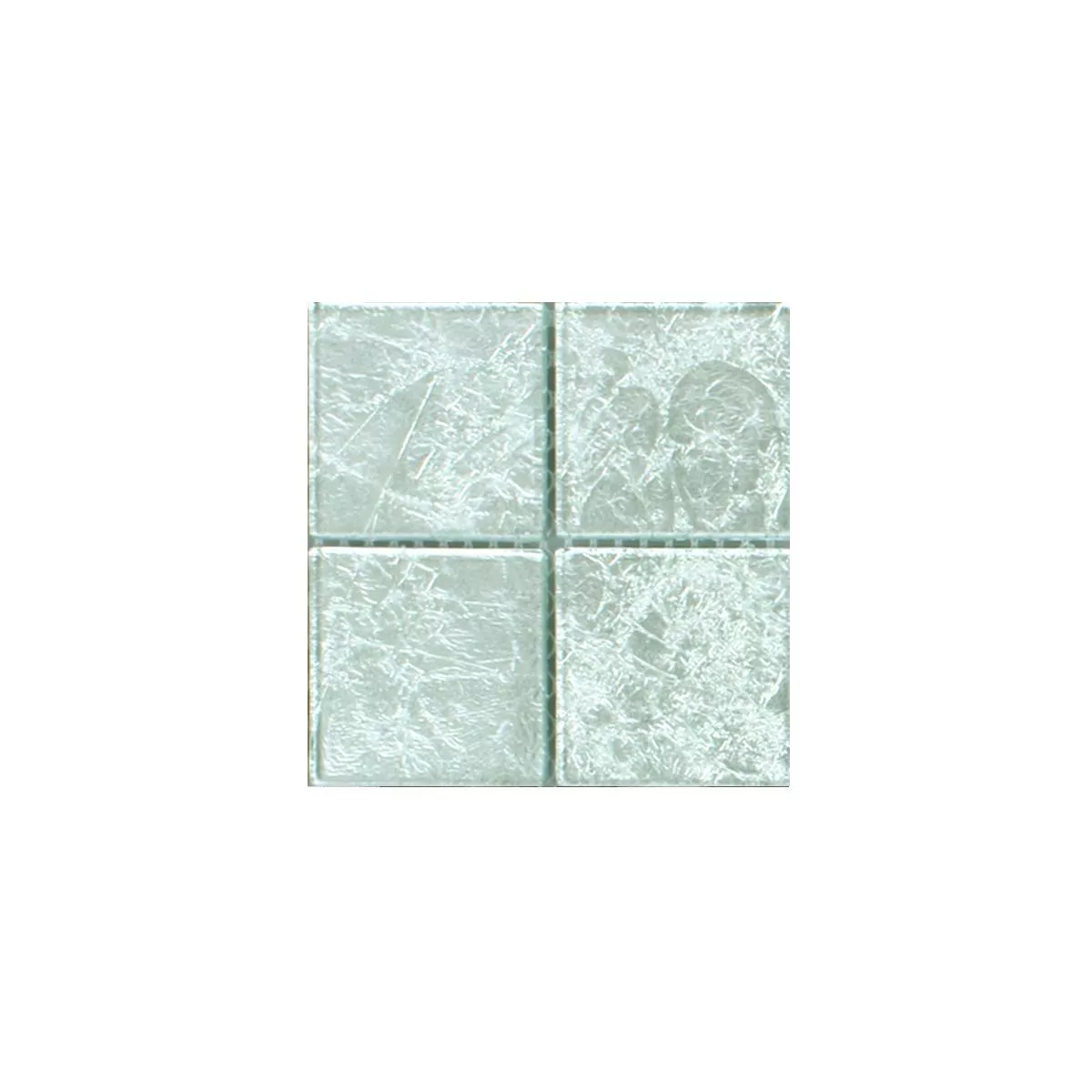 Muster von Mosaikfliesen Glas Lucca Silber 48x48x4mm