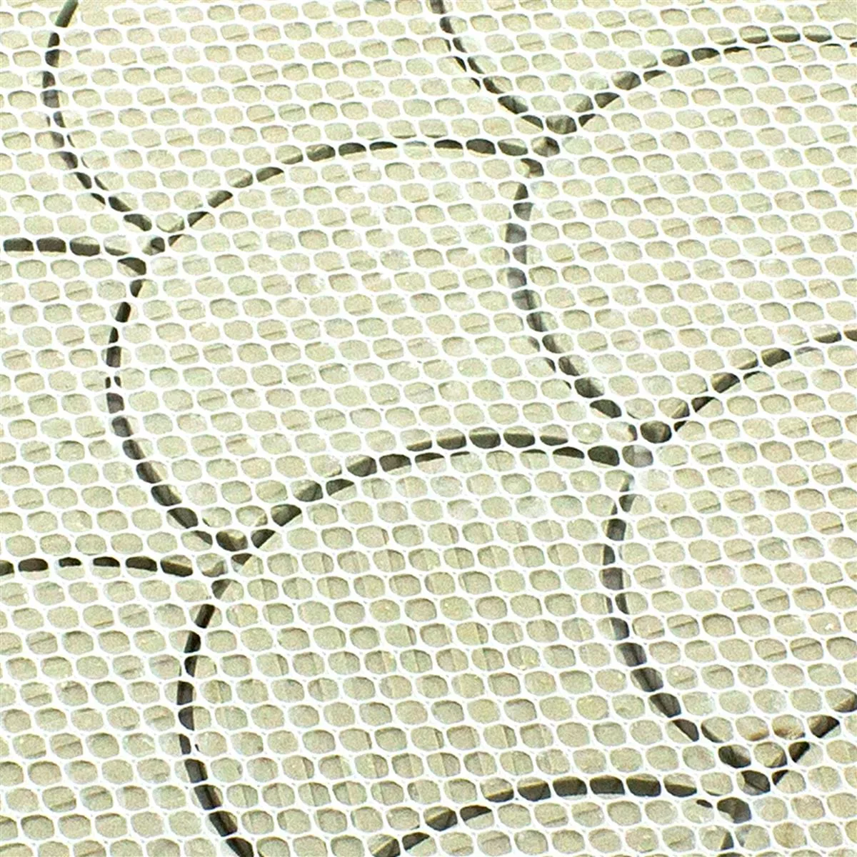 Muster von Mosaikfliesen Keramik Miles Elfenbein Glänzend
