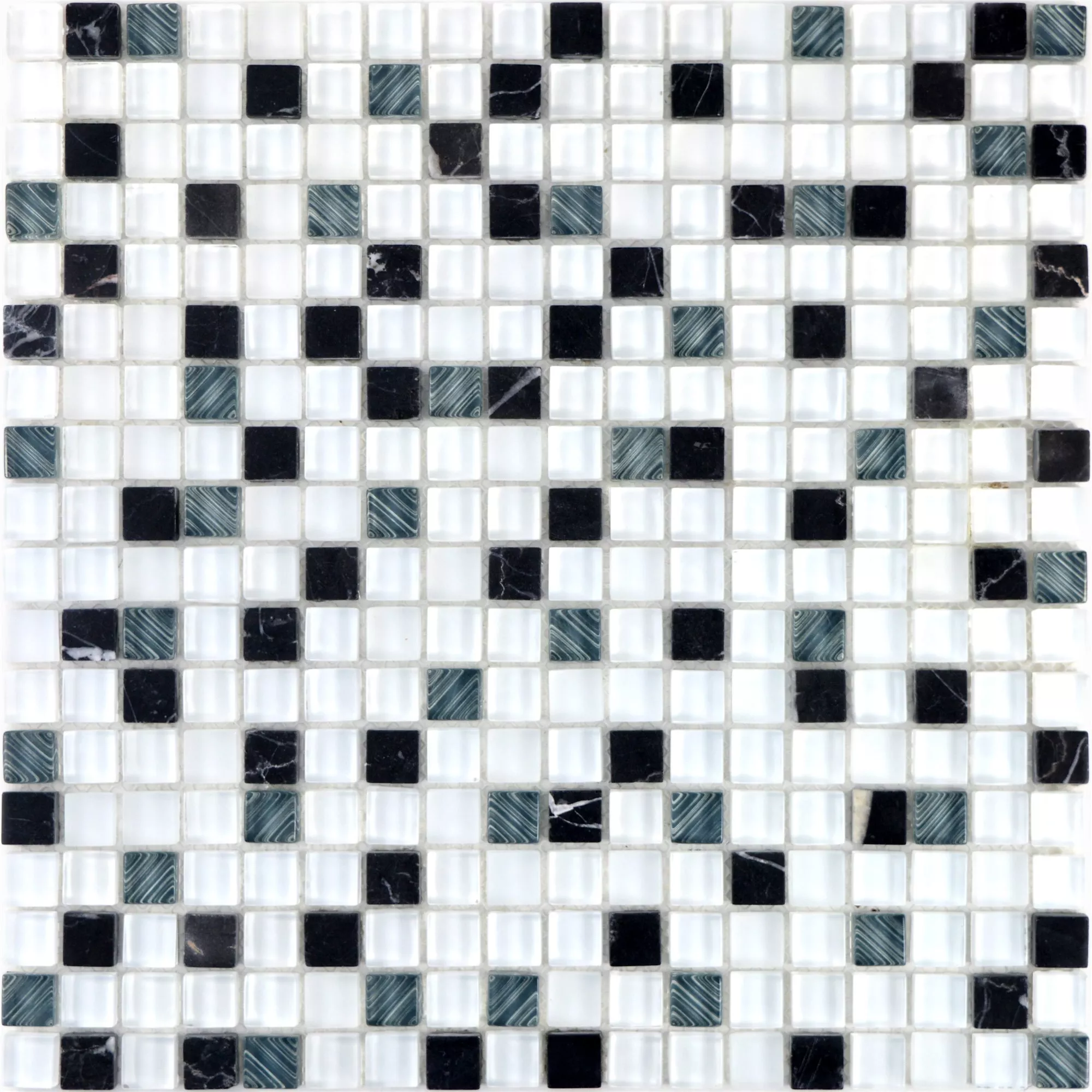 Glass Mosaic Natural Stone Tiles Nexus Superwhite Black