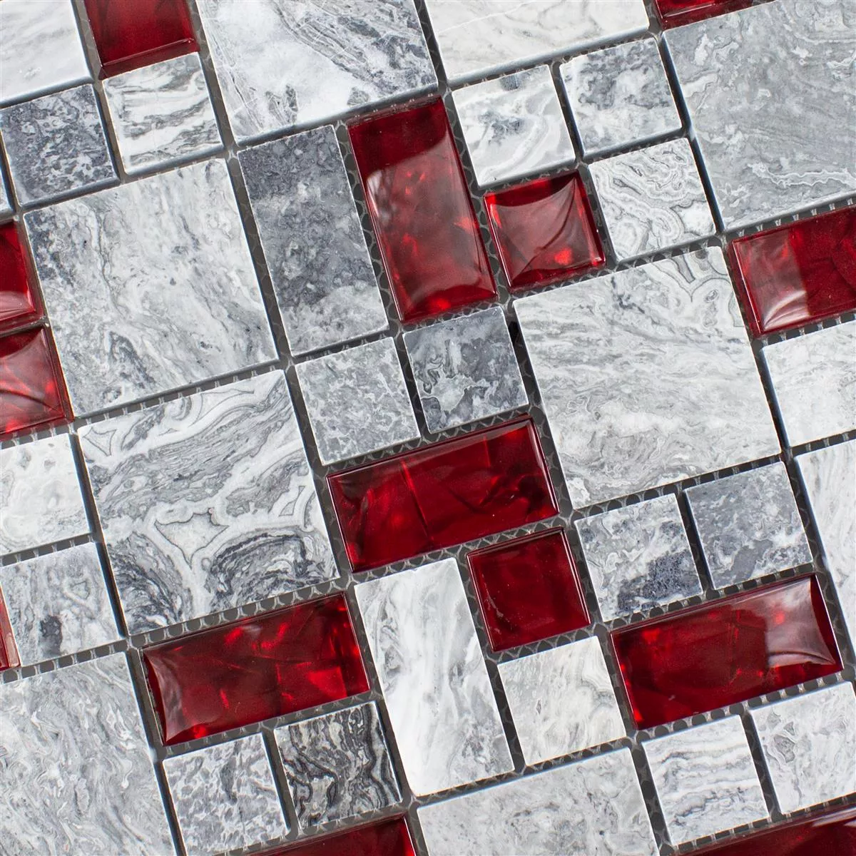 Muster von Glas Naturstein Mosaik Fliesen Grau Sinop Rot 2 Mix