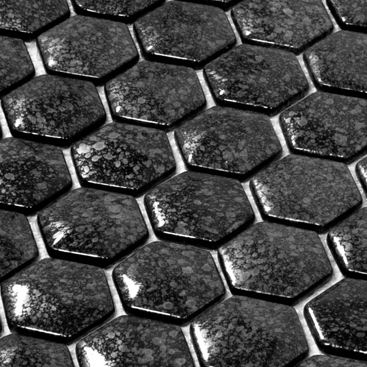 Próbka Mozaiki Szklana Płytki Leopard Sześciokąt 3D Szary