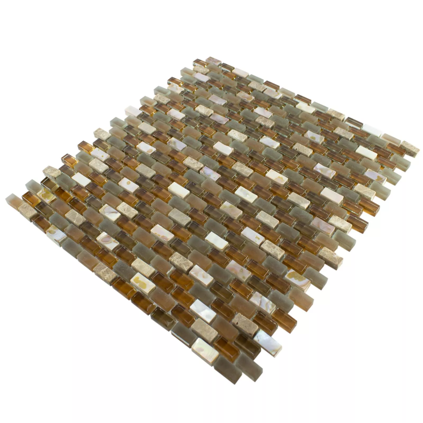 Glass Natural Stone Nacre Mosaic Tile Admiral Brown