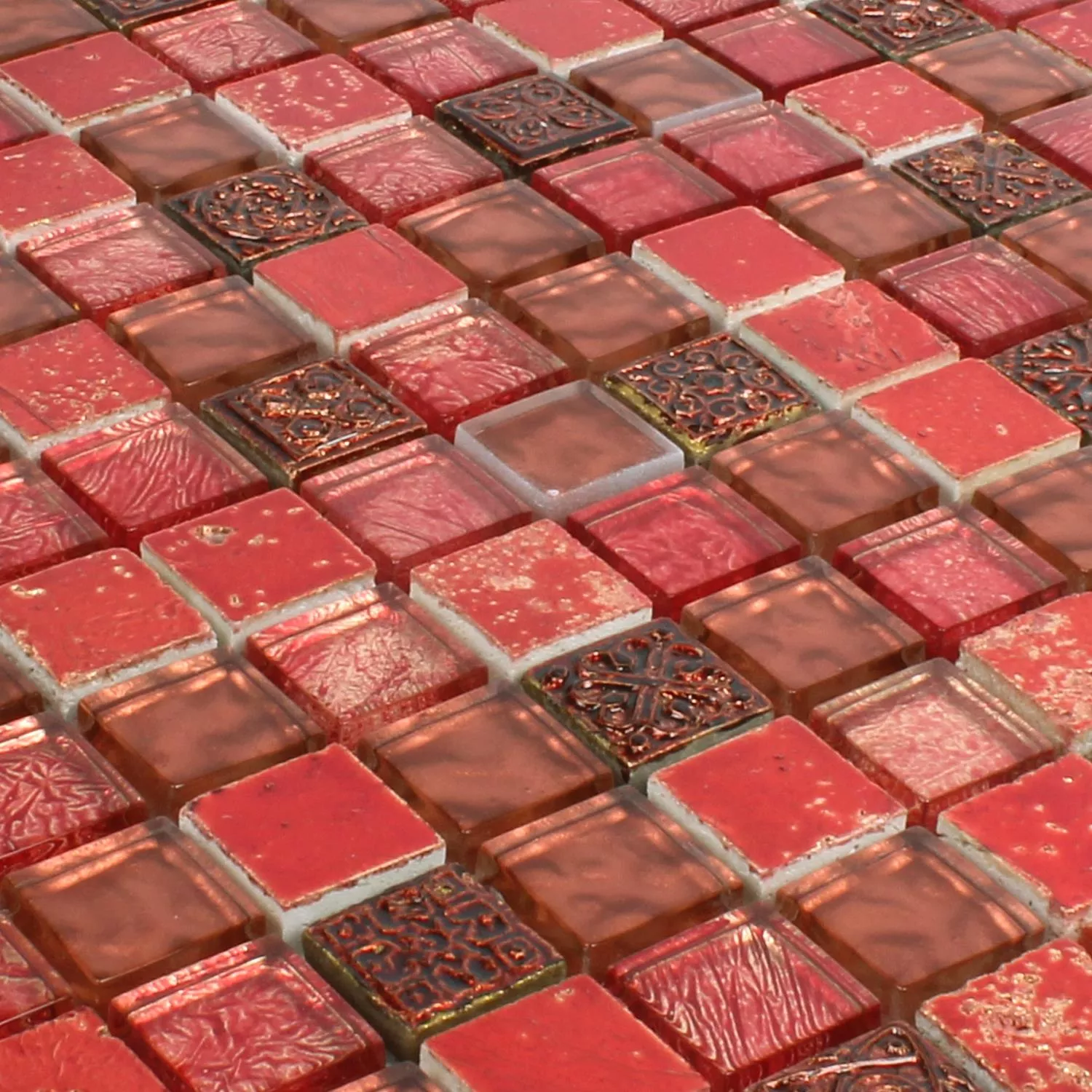 Mozaik Pločice Staklo Prirodni Kamen Maya Red