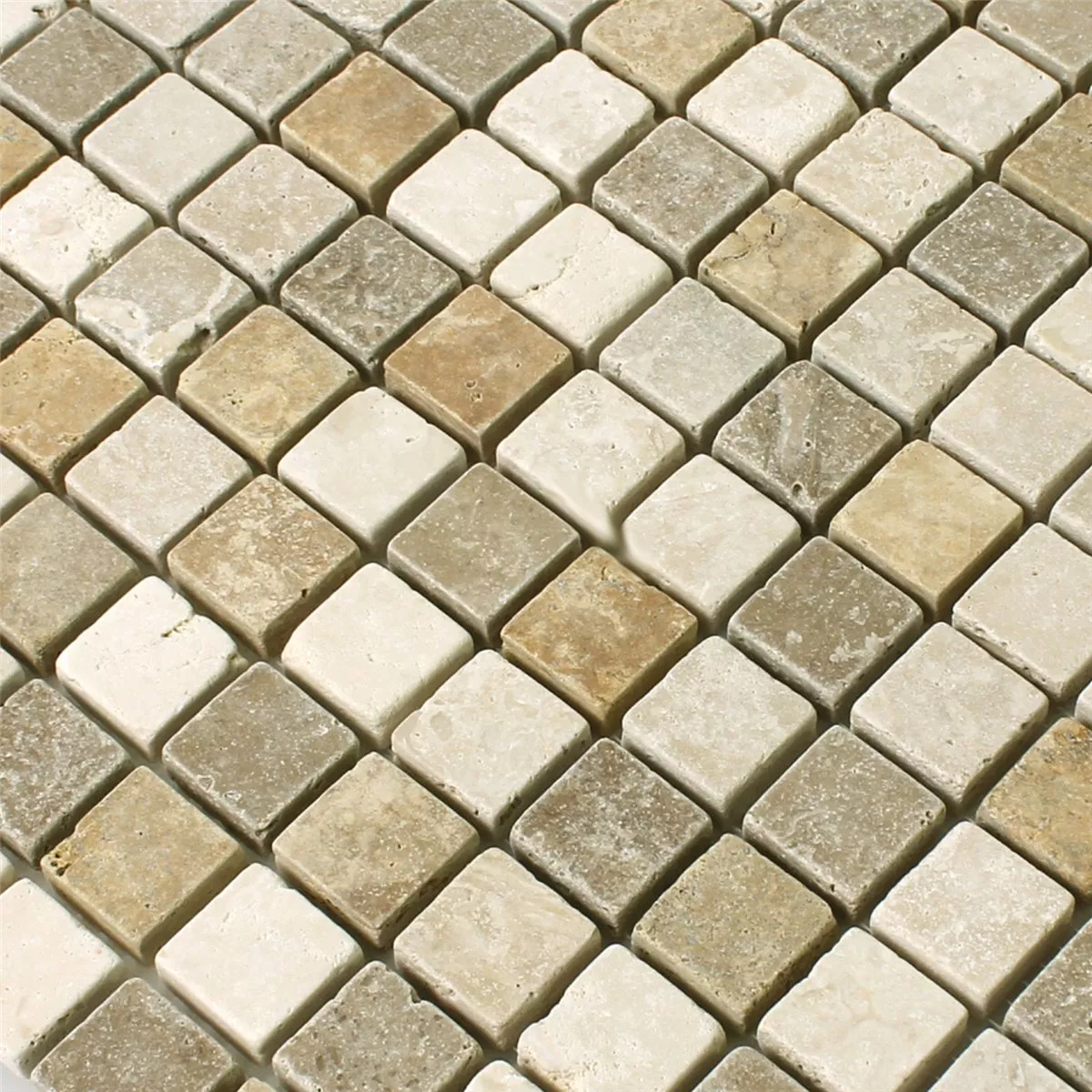 Mozaik Pločice Prirodni Kamen Smeđa Bež Crvena