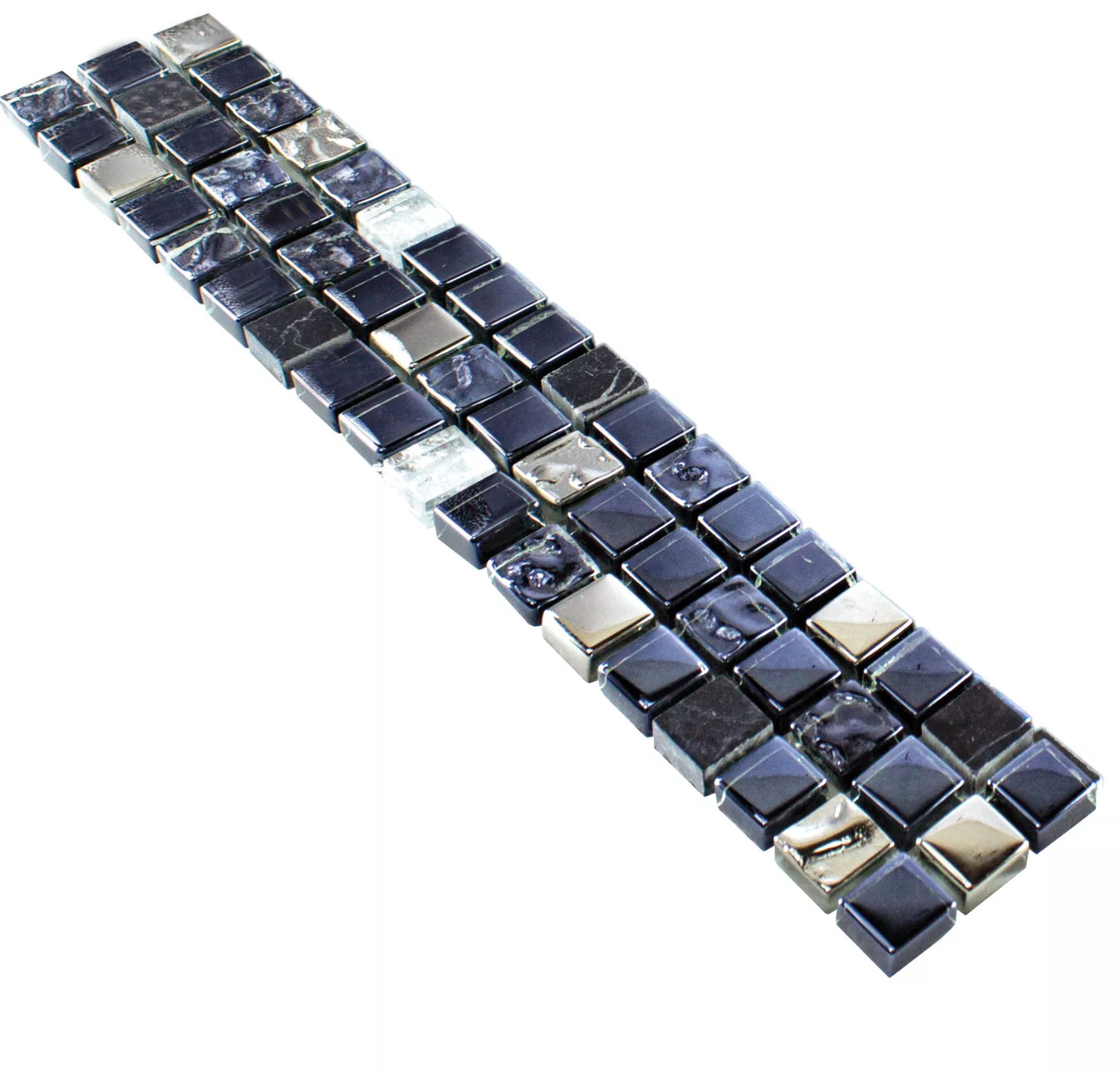 Glass Natural Stone Border Marco Black Silver Glass Natural Stone Border Marco Black Silver