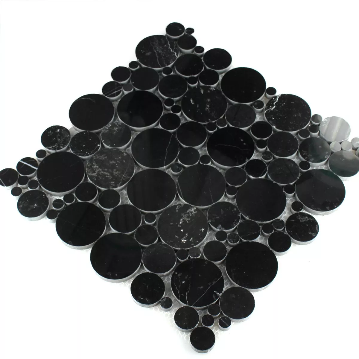 Mosaic Tiles Marble Marimar Round Black Polished