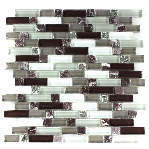 Mosaic Tiles Glass Marble Purple Brown 3 Mix Format