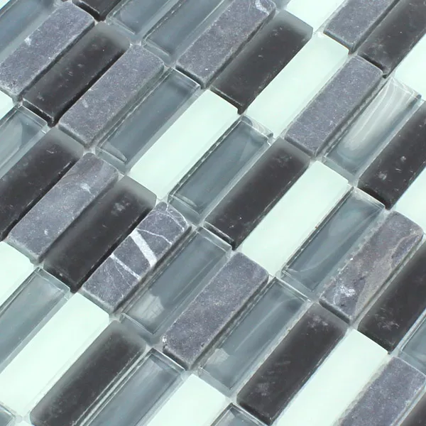 Mosaikfliesen Glas Marmor Sticks Grau Mix Elenor