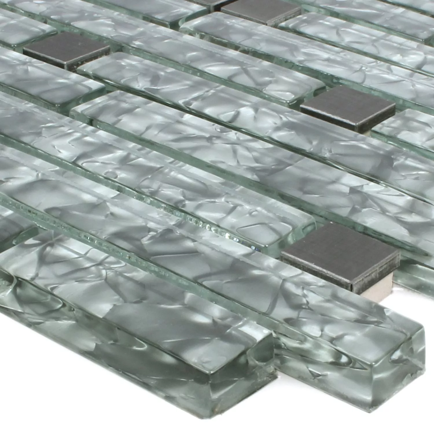 Sample Mosaic Tiles Zaide Stainless Steel Glass Mix Grey