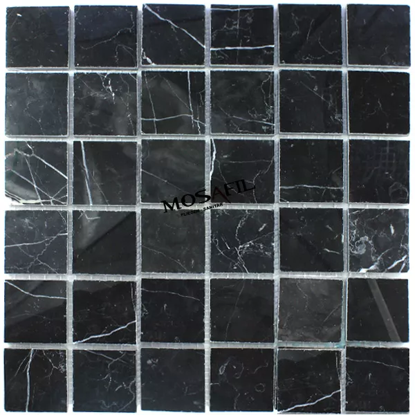Plăci De Mozaic Marmură 48x48x8mm Negru Lustruit