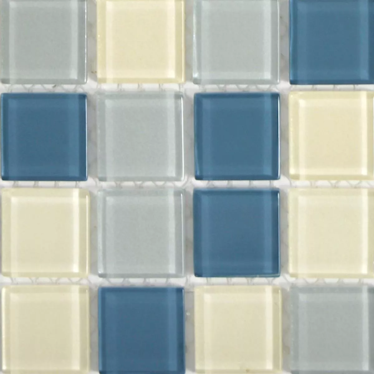 Mønster fra Glass Mosaikk Fliser Bommel Sølv Hvit Blå