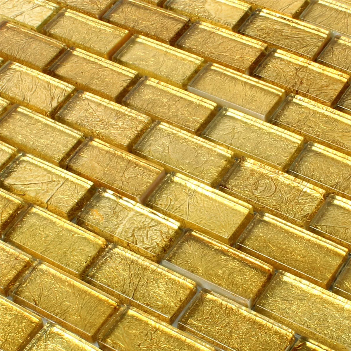 Mosaico De Vidro Azulejos Ouro 23x48x8mm