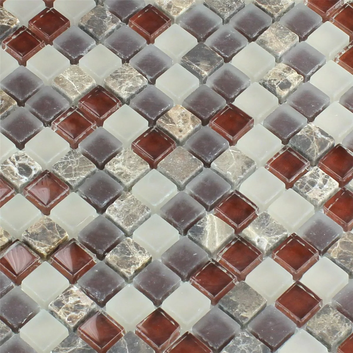 Azulejo Mosaico Vidro Mármore 15x15x8mm Marrom