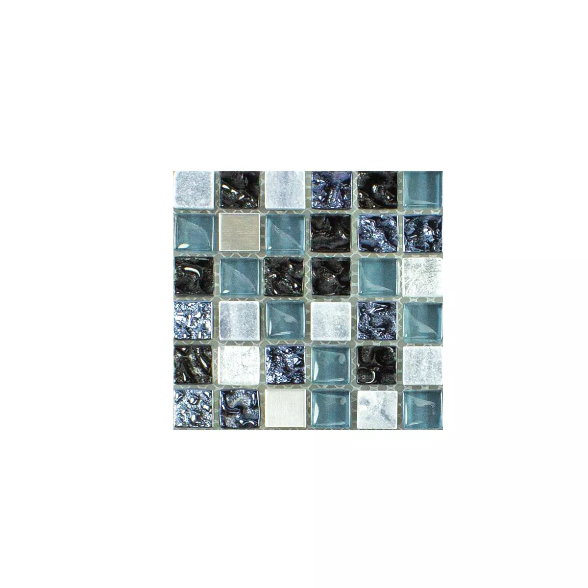 Mønster fra Glass Naturstein Rustfritt Stål Mosaikk Dysart Grå Blå Sølv
