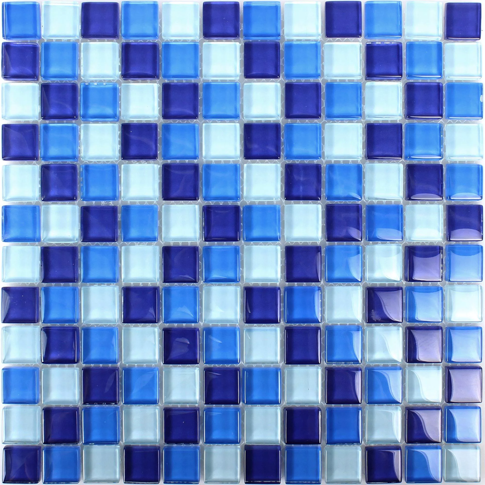 Mosaic Tiles Glass Blue Mix 23x23x8mm