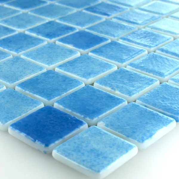 Glass Swimming Pool Mosaic 25x25x4mm Light Blue Mix