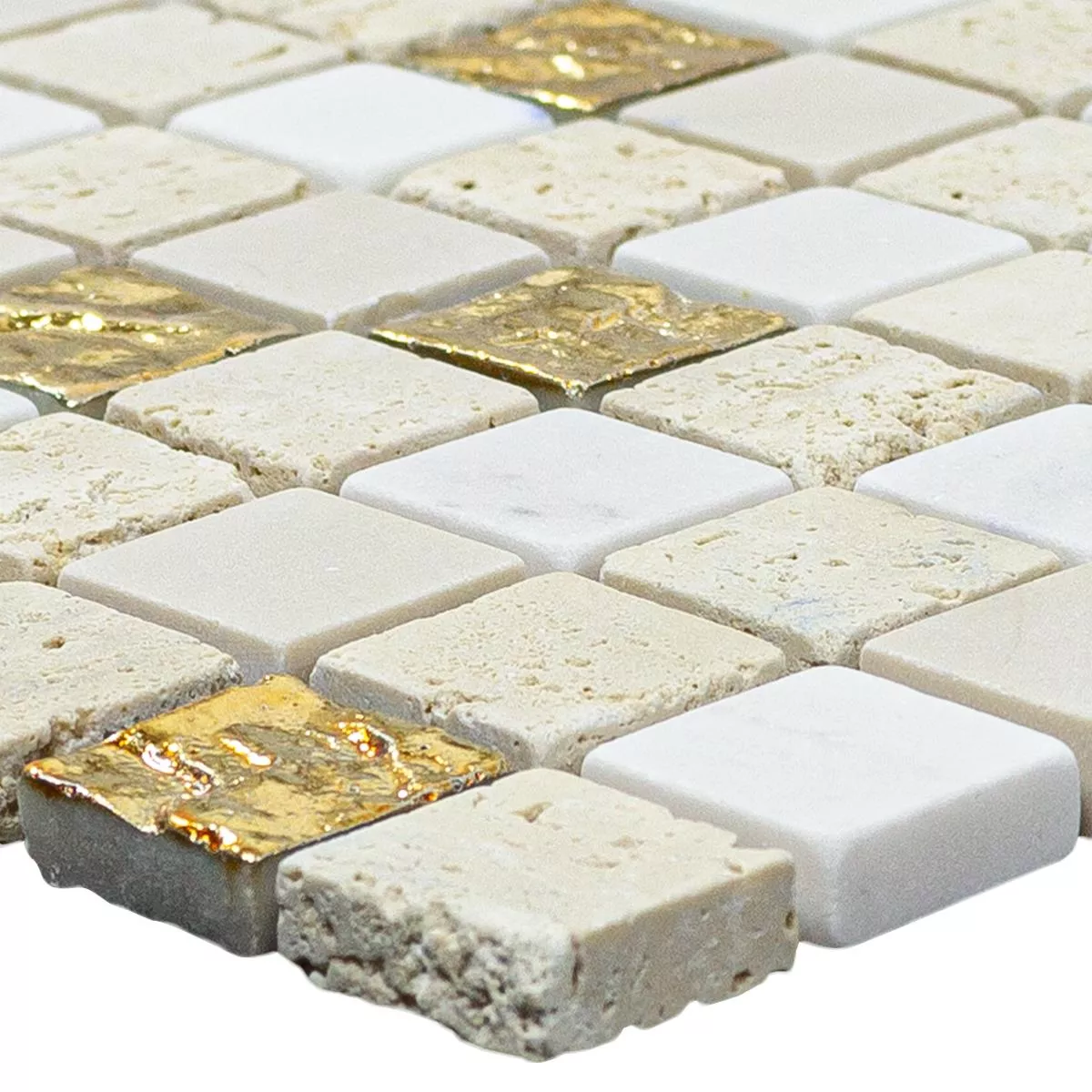Marmur Kamień Naturalny Mozaika Płytki Limonello Złoto Kremowa