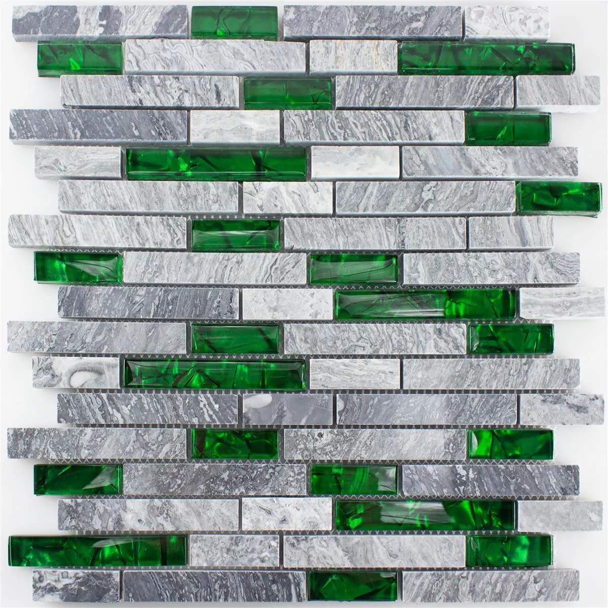 Campione Mosaico Vetro Pietra Piastrelle Sinop Grigio Verde Brick