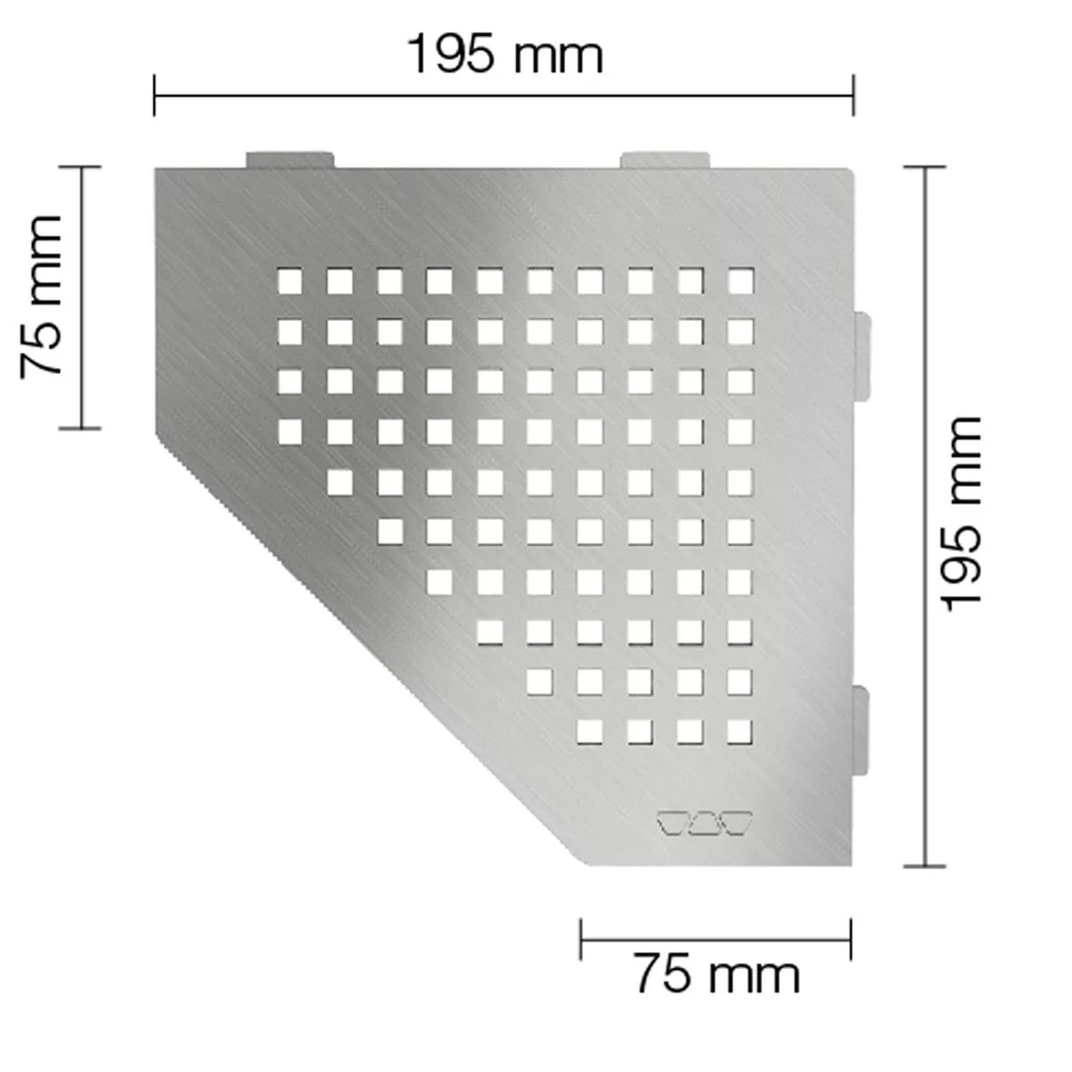 Fali polc zuhanypolc Schlüter 5eck 19,5x19,5 cm négyzetes ezüst