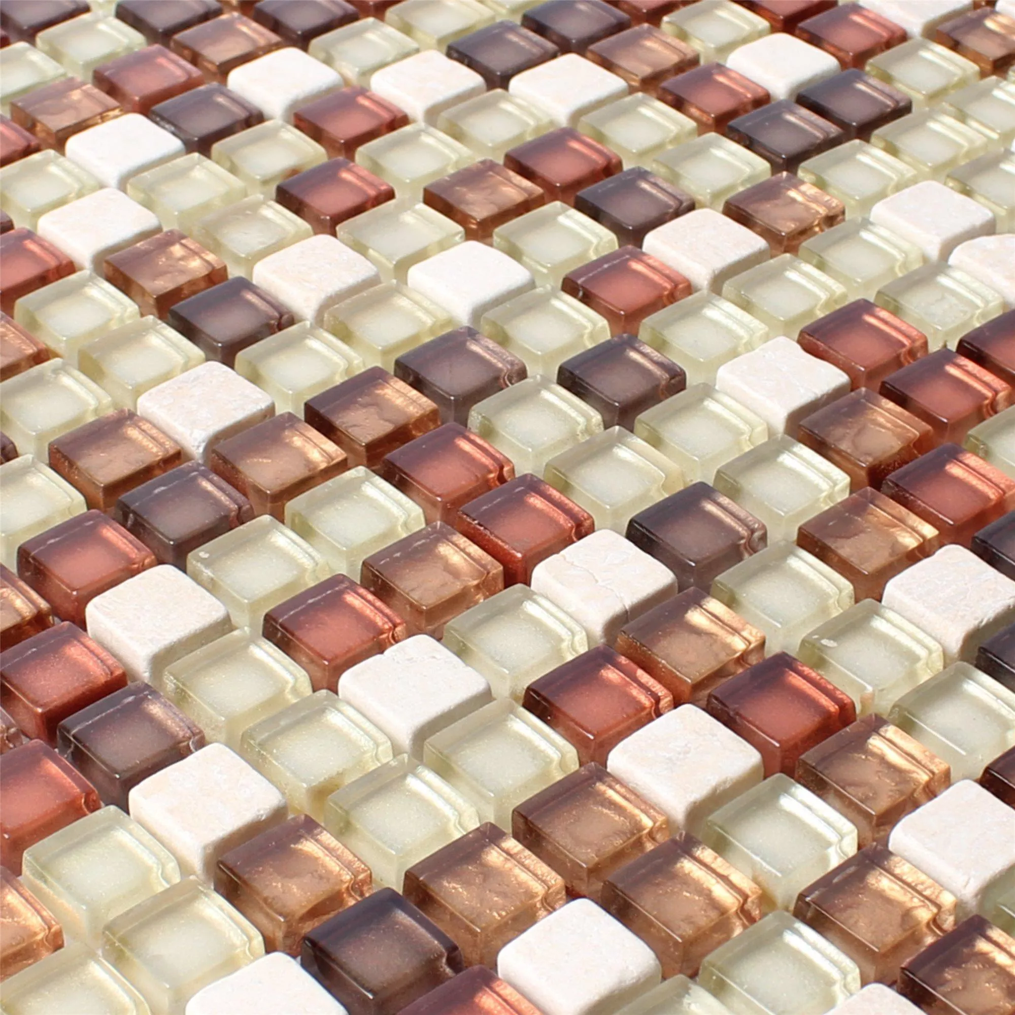 Glass Mosaic Natural Stone Tiles Gorby Red Brown Beige