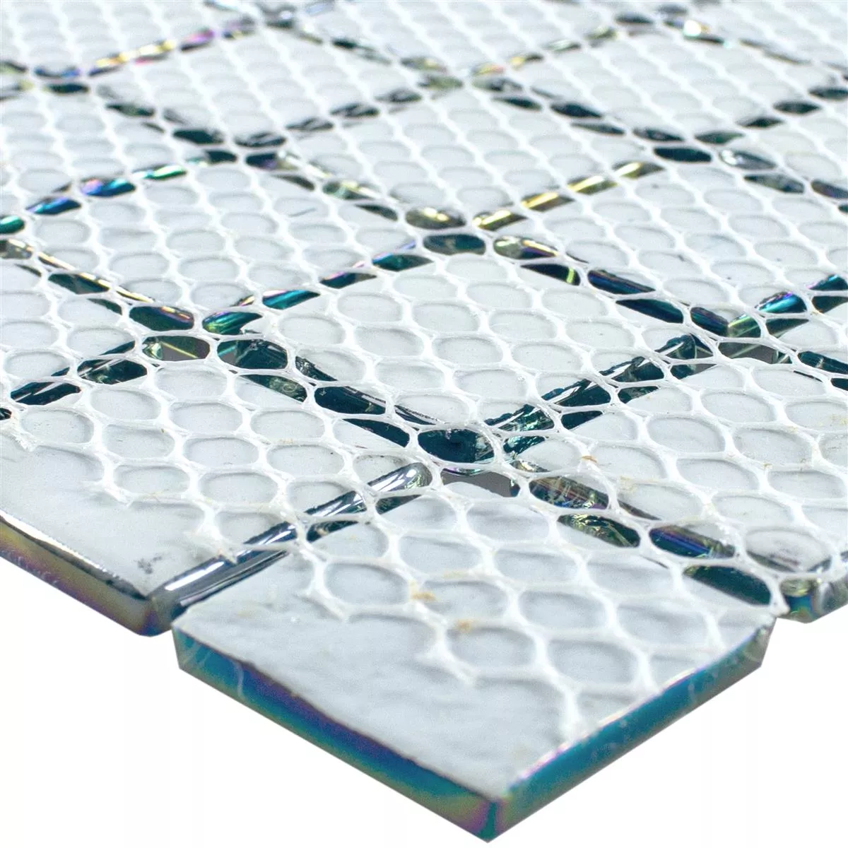 Sample Glass Mosaic Tiles Nacre Effect Manor Blanc