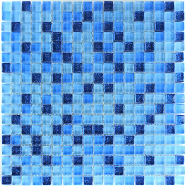 Üvegmozaik Csempék Kék Csillám 15x15x8mm