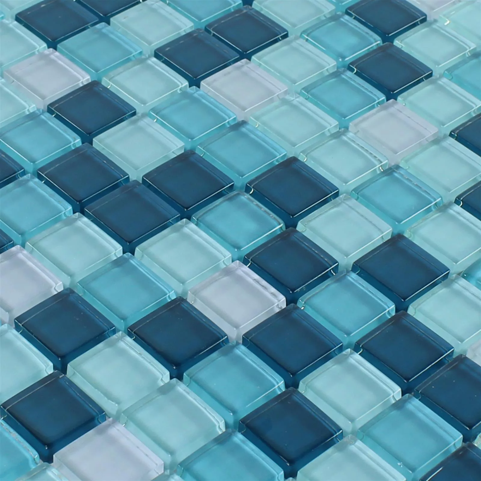 Campione Mosaico Di Vetro Piastrelle Palikir Blu Verde Mix