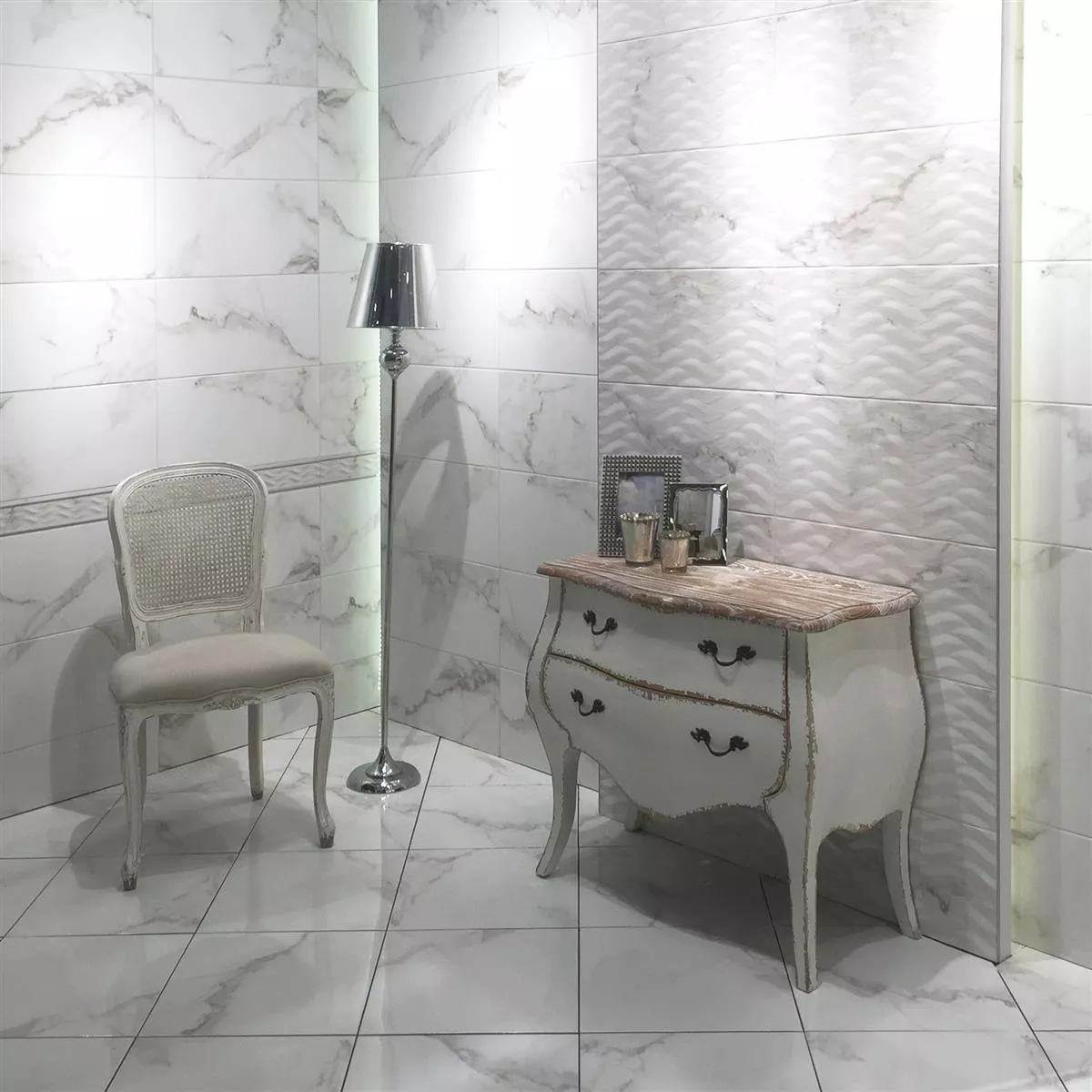 Sample Floor Tiles Natural Stone Optic Ephesos White 30x60cm