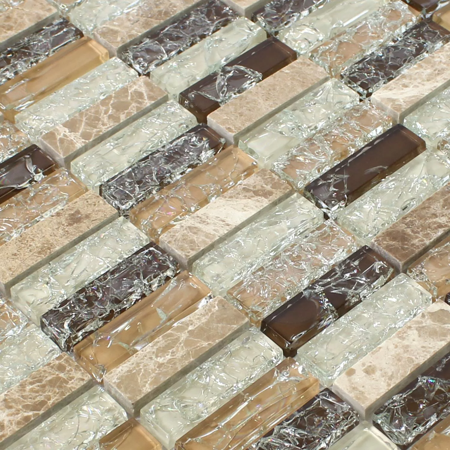 Mosaic Tiles Glass Natural Stone Broken Sticks Emperador