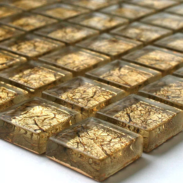 Sample Mosaic Tiles Glass Gold Metal