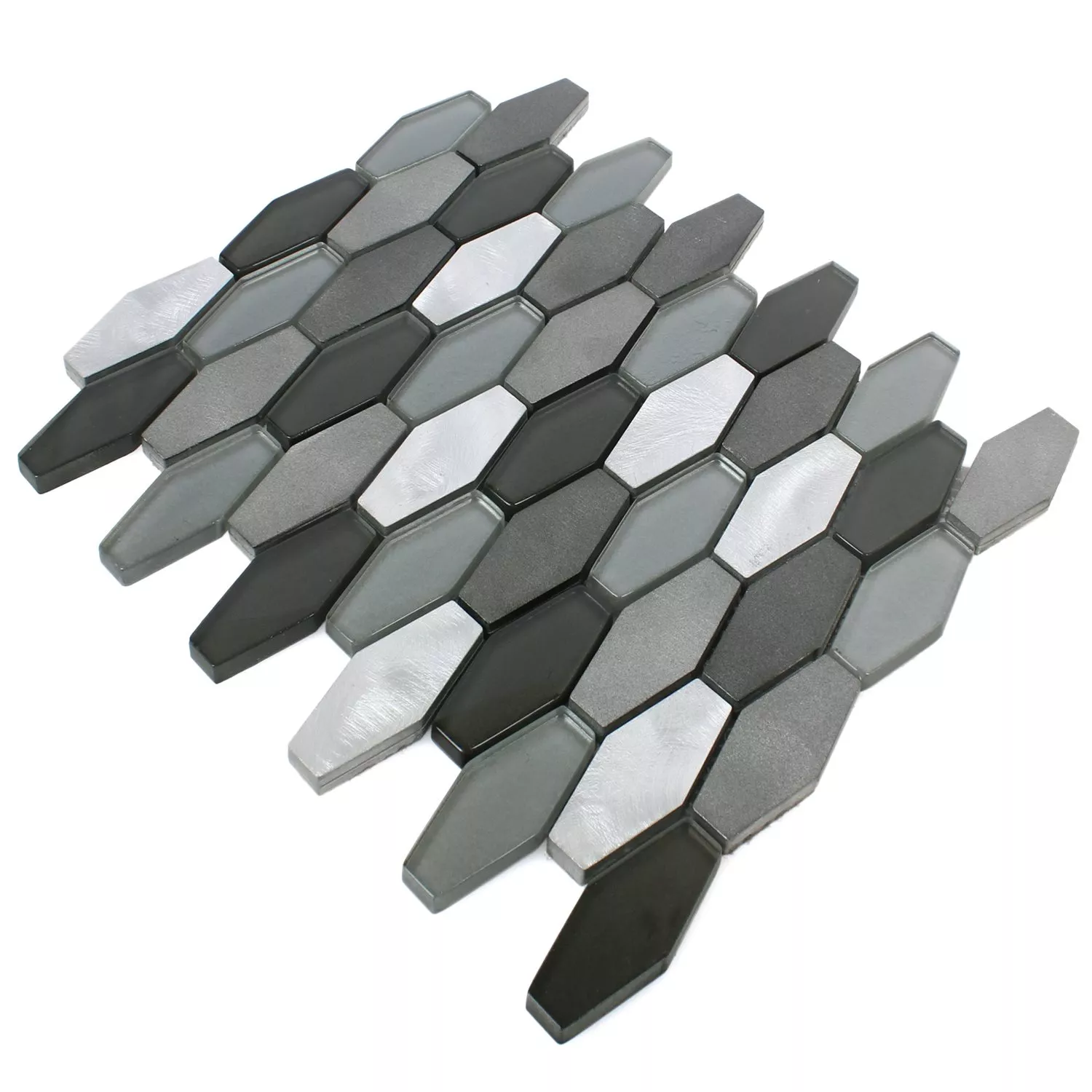 Model din Plăci De Mozaic Hexagon Hexagon Lupo Negru Argint