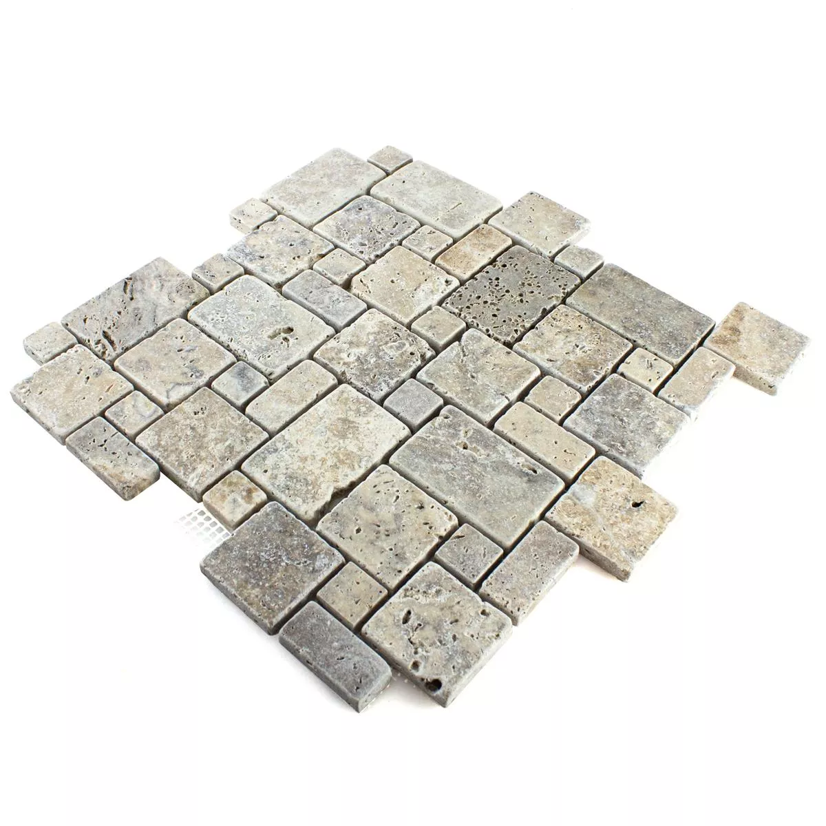 Természetes Kő Travertin Mozaik Csempe LaGrange Ezüst