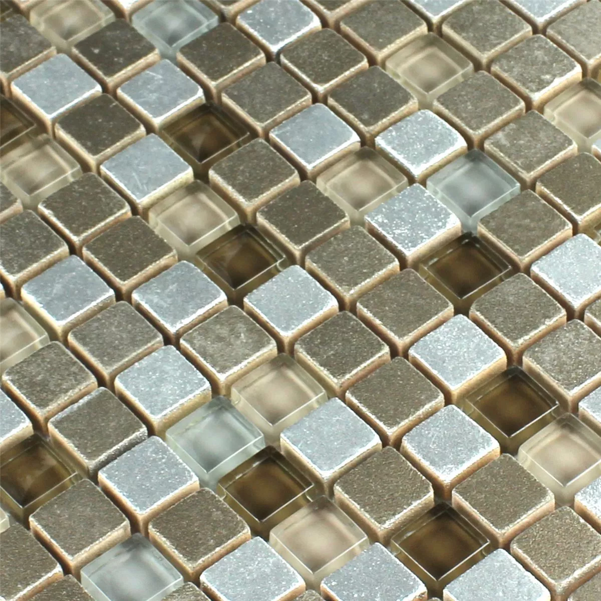 Muster von Mosaikfliesen Glas Naturstein Coffee Mix