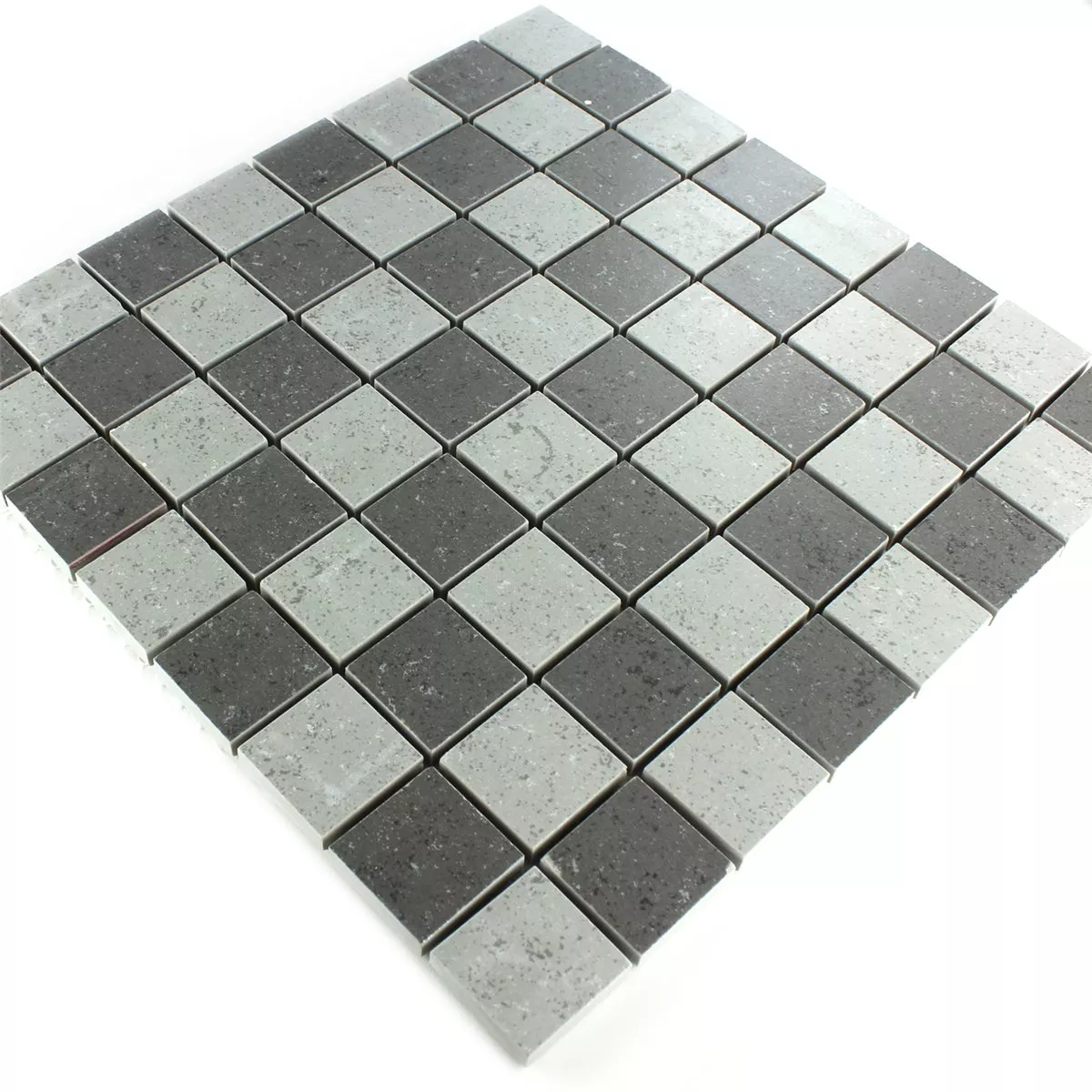Mønster fra Mosaikkfliser Sjakkbrett Grå Frostet