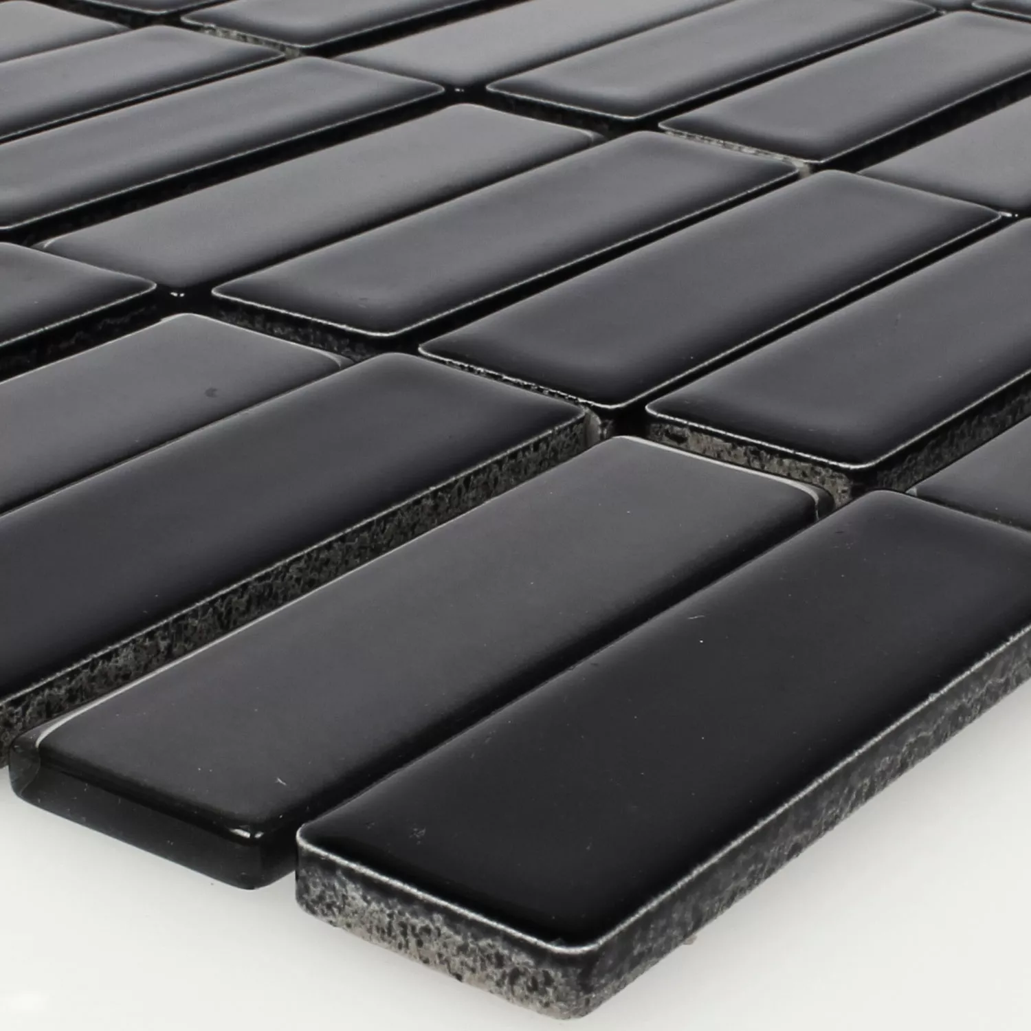 Ceramic Glass Mosaic Tiles Romana Black Mat