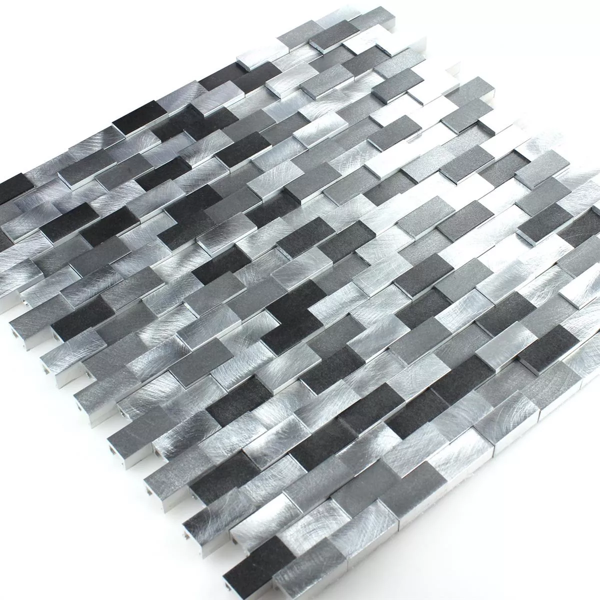 Plăci De Mozaic Aluminiu Metal Langley 3D Negru Gri