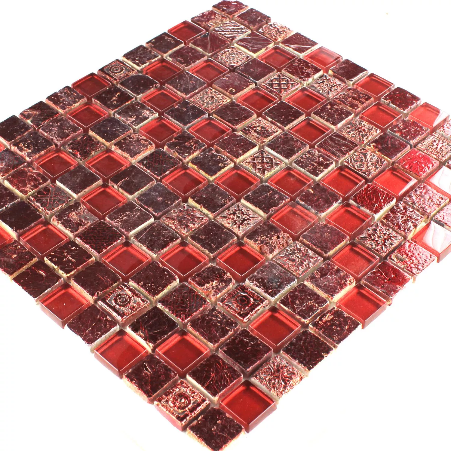 Mosaico Vetro Calcare Marmo Lava Rosso Duo