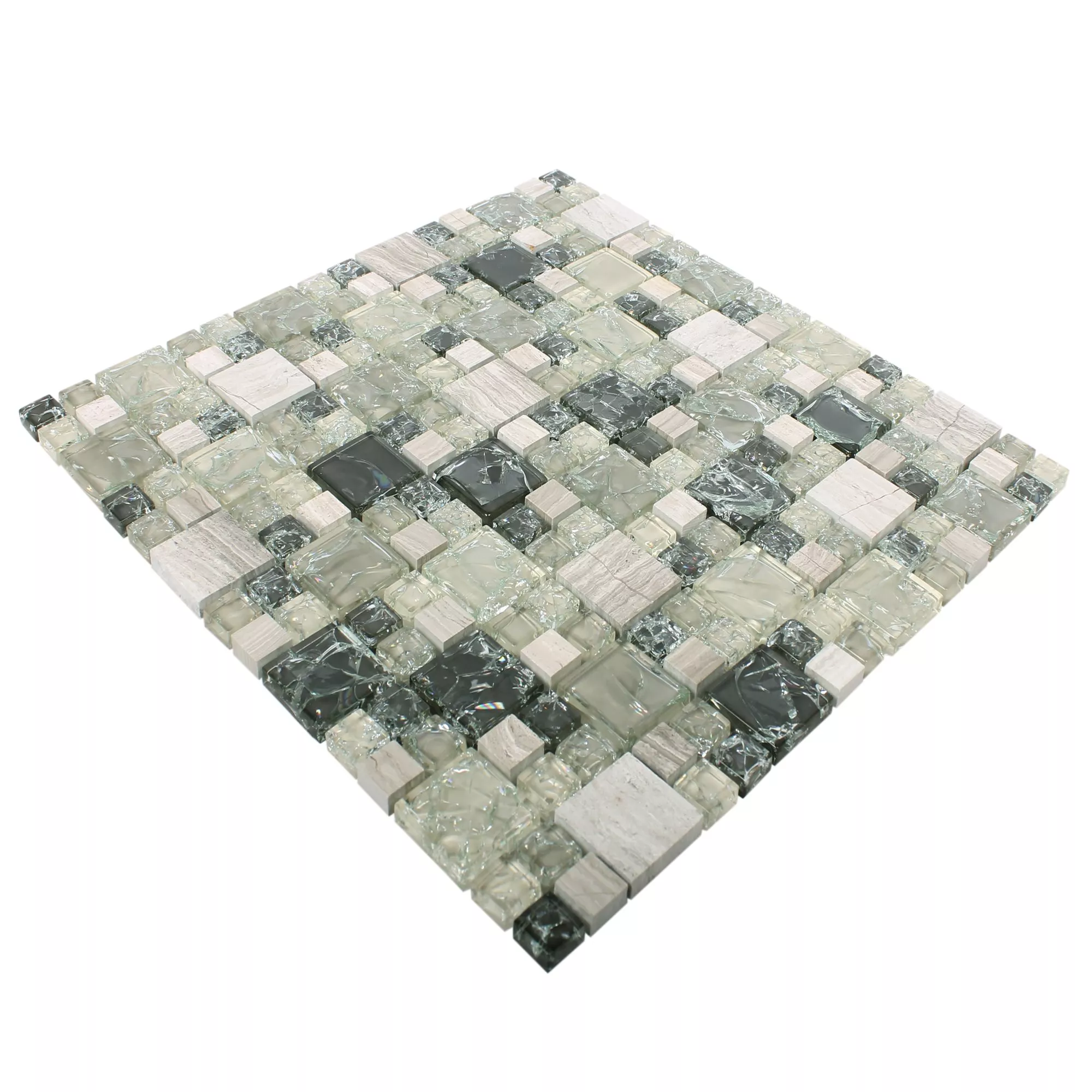 Sample Mosaic Tiles Glass Natural Stone Malawi Green Grey ix