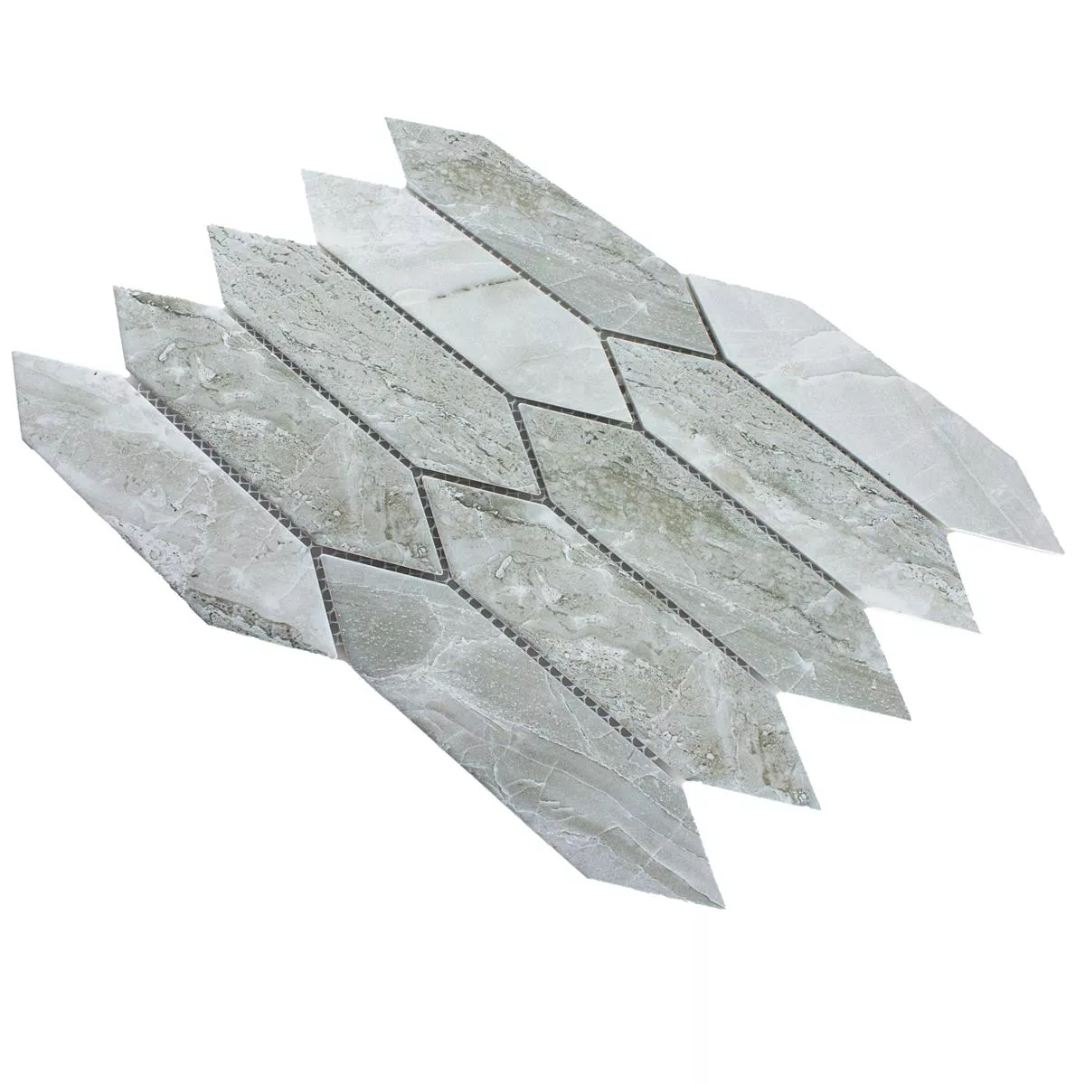 Sample Ceramic Mosaic Tiles Dorris Picket Stone Optic Light Grey