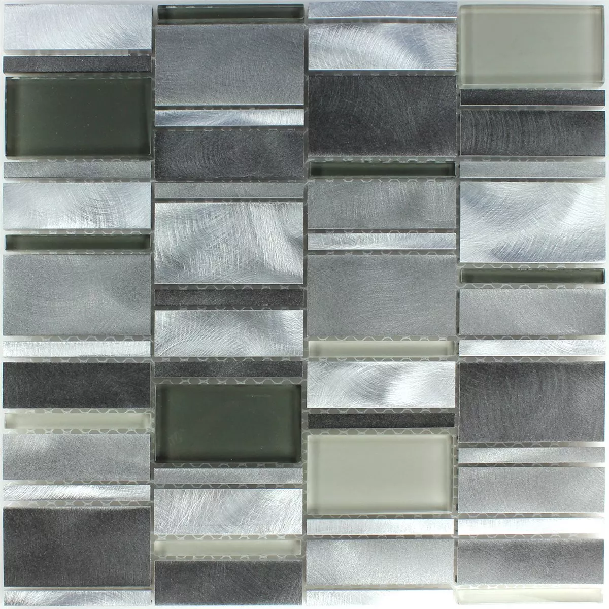 Próbka Mozaika Aluminium Szkło Szary Srebrny