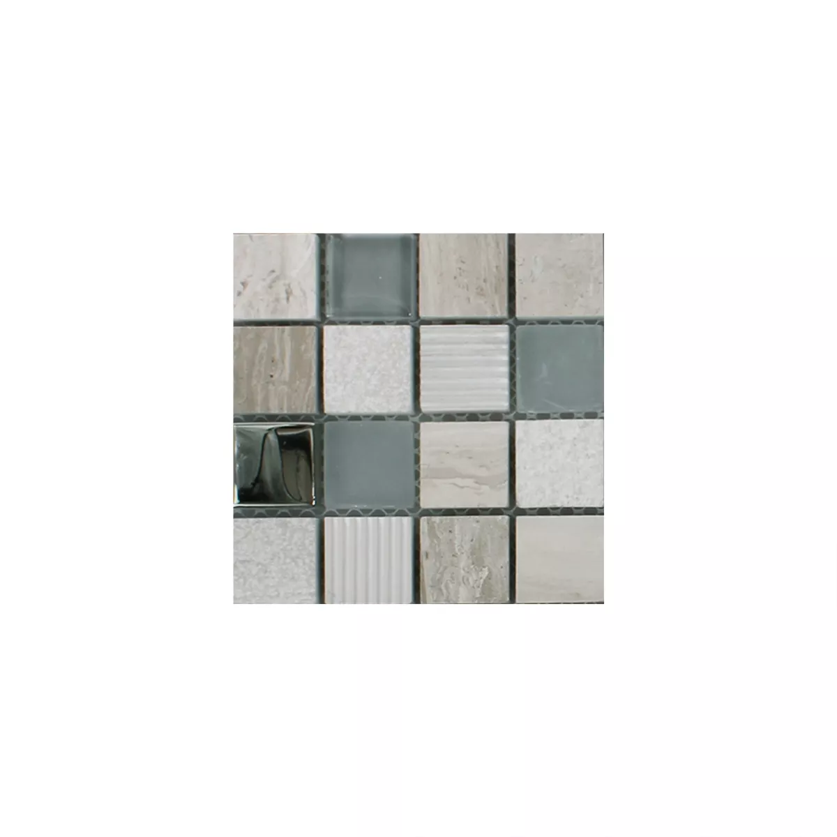 Sample Mosaic Tiles Venzona Light Grey Silver 