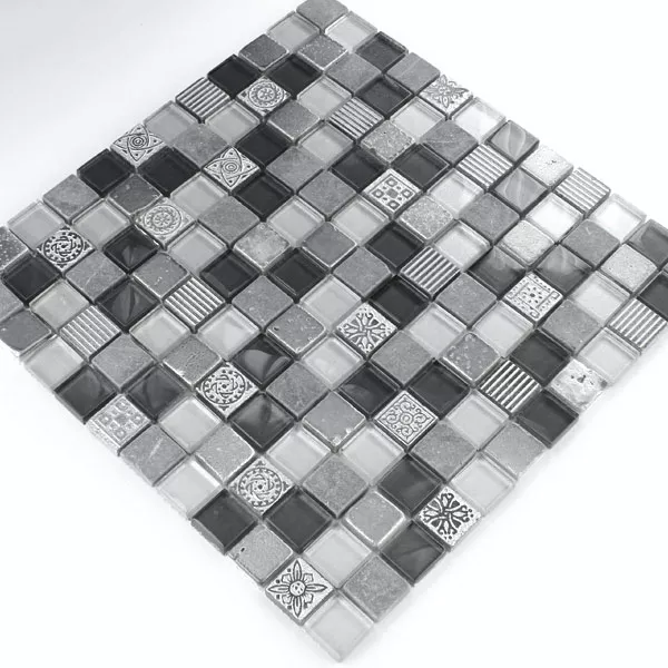 Sample Mosaic Tiles Glass Limestone Marble Boston Grey